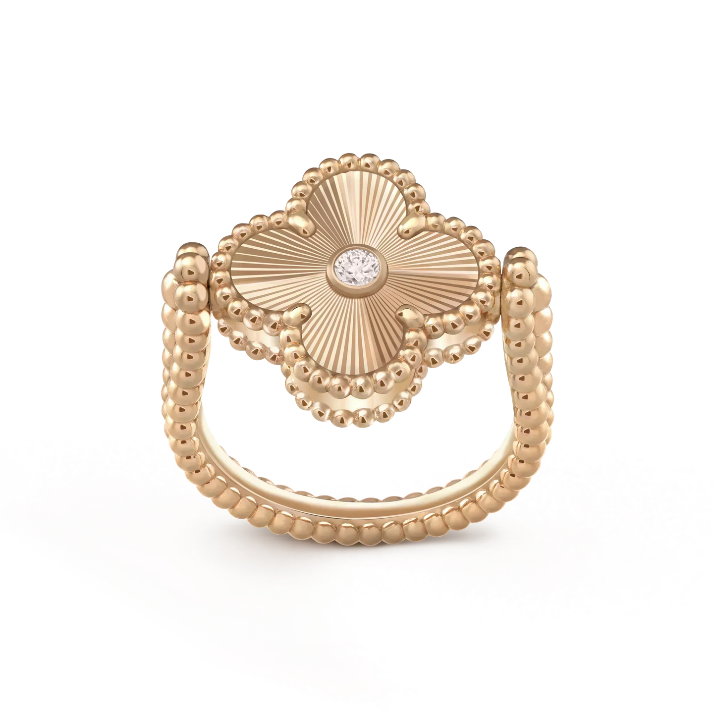 [Zalyn]LUCKY CLOVER ROSE GOLD REVERSIBLE RING