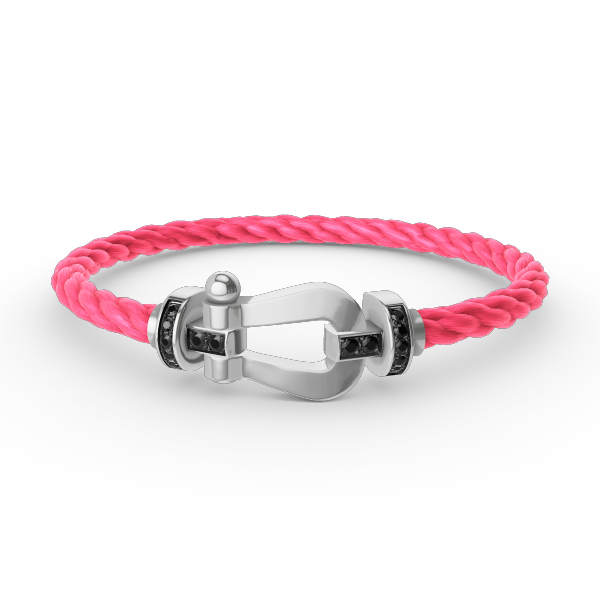 [Zalyn]FORCE LARGE HORSESHOE BLACK DIAMOND BRACELET - WHITE GOLD