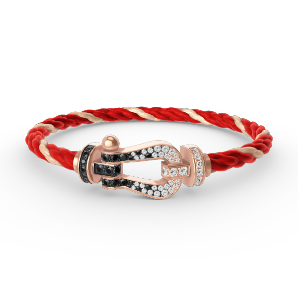 [Zalyn]FORCE LARGE HORSESHOE BLACK & WHITE DIAMOND BRACELET - ROSE GOLD