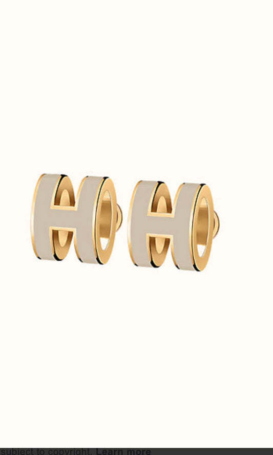 [Zalyn]MINI POP H GOLD EARRINGS GREY