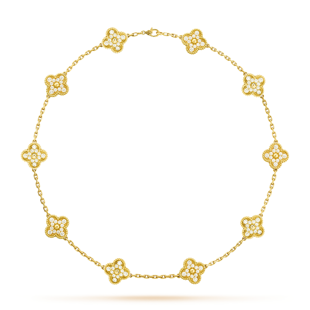[Zalyn Jewelry ]CLOVER 10 MOTIFS DIAMOND NECKLACE