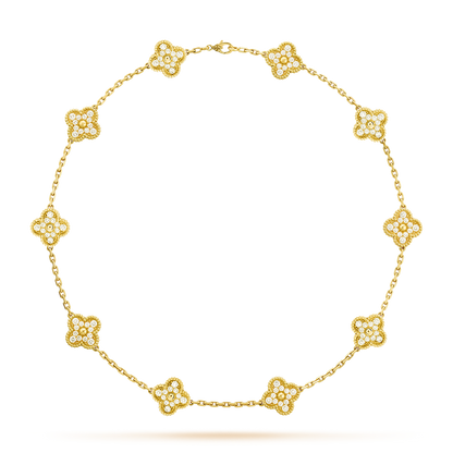 [Zalyn Jewelry ]CLOVER 10 MOTIFS DIAMOND NECKLACE