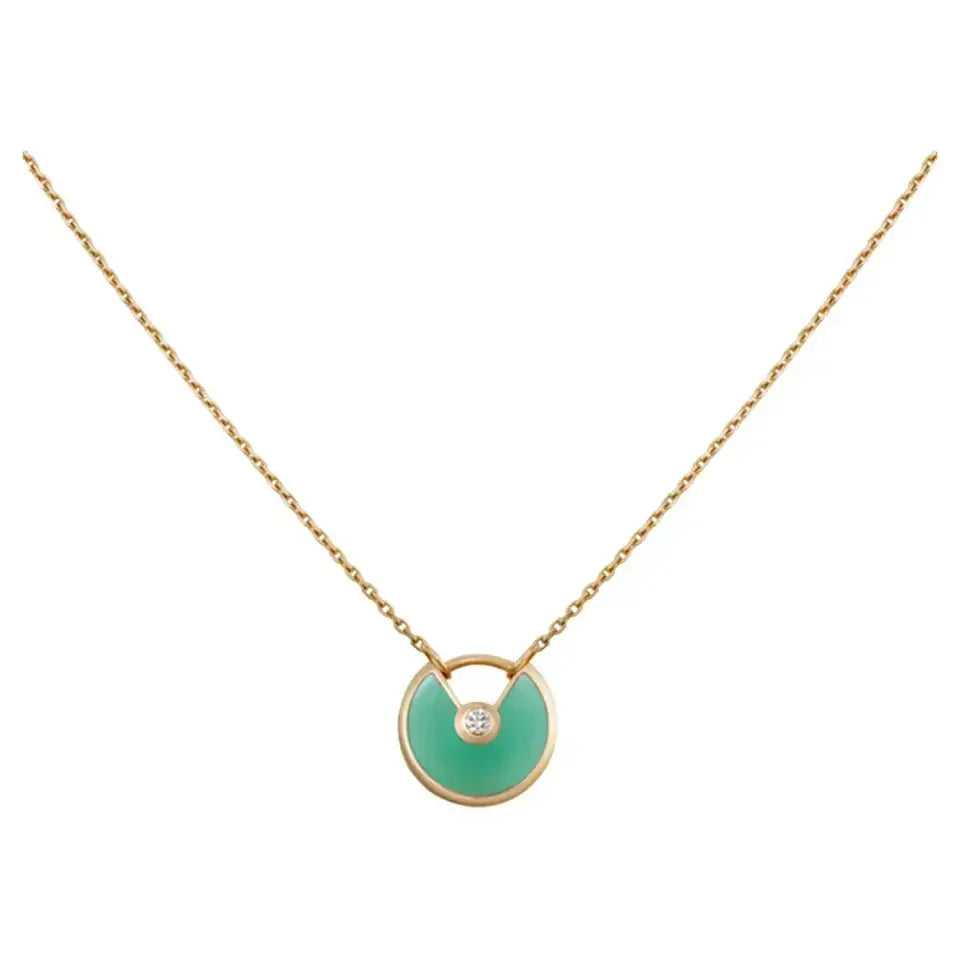 [Zalyn Jewelry ]AMULETTE GOLD MALACHITE NECKLACE