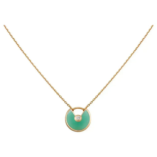 [Zalyn Jewelry ]AMULETTE GOLD MALACHITE NECKLACE