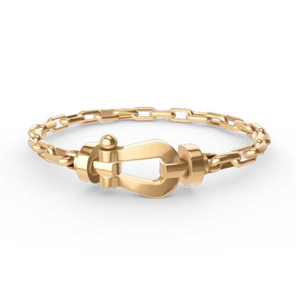 [Zalyn]FORCE LARGE HORSESHOE CLASP METAL BRACELET