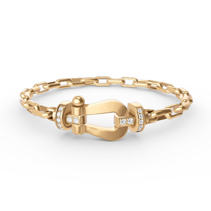 [Zalyn]FORCE LARGE HORSESHOE CLASP METAL BRACELET