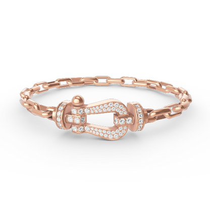 [Zalyn]FORCE LARGE HORSESHOE CLASP METAL BRACELET