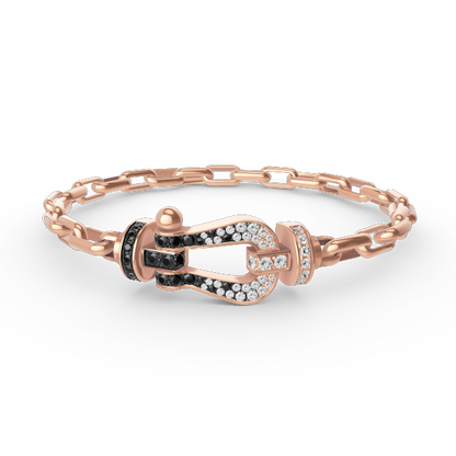 [Zalyn]FORCE LARGE HORSESHOE CLASP METAL BRACELET
