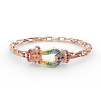 [Zalyn]FORCE LARGE HORSESHOE CLASP METAL BRACELET