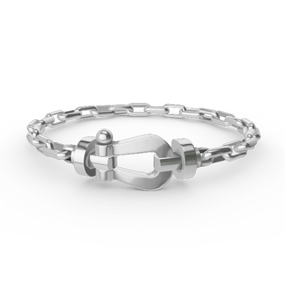 [Zalyn]FORCE LARGE HORSESHOE CLASP METAL BRACELET