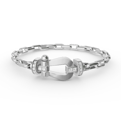 [Zalyn]FORCE LARGE HORSESHOE CLASP METAL BRACELET
