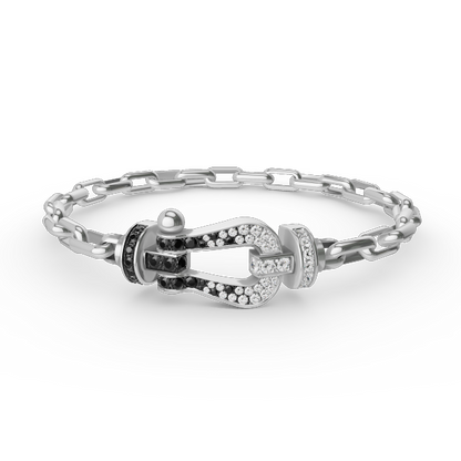 [Zalyn]FORCE LARGE HORSESHOE CLASP METAL BRACELET