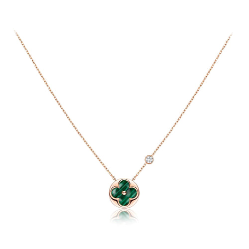 [Zalyn Jewelry ]SUN PEDANT PINK GOLD 1 DIAMOND NECKLACE