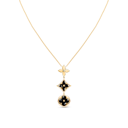 [Zalyn]STAR AND SUN ONYX ROSE GOLD NECKLACE