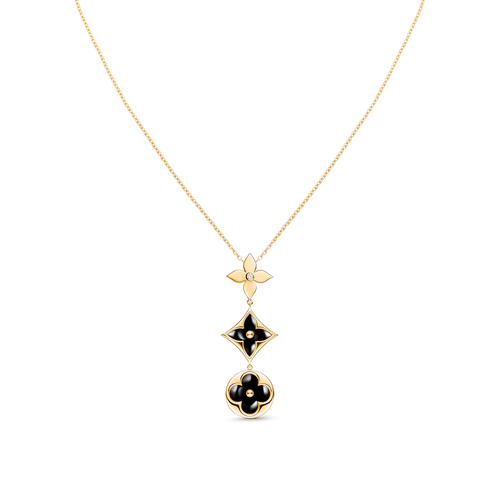 [Zalyn]STAR AND SUN ONYX ROSE GOLD NECKLACE