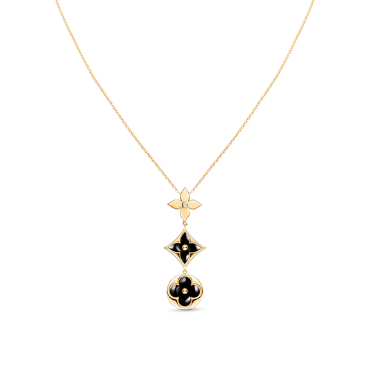 [Zalyn]STAR AND SUN ONYX ROSE GOLD NECKLACE