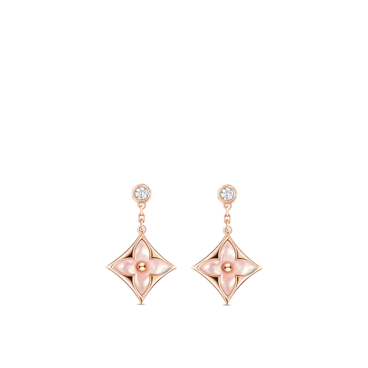 [Zalyn]DOUBLE STAR ROSE GOLD MOP DROP EARRINGS
