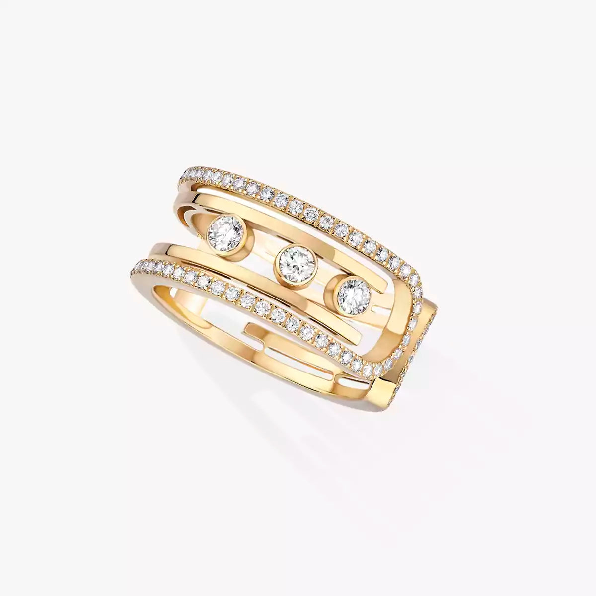[Zalyn]OPEN MOVE 10-DIAMOND PAVÉ RING