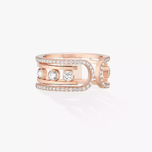 [Zalyn]OPEN MOVE 10-DIAMOND PAVÉ RING
