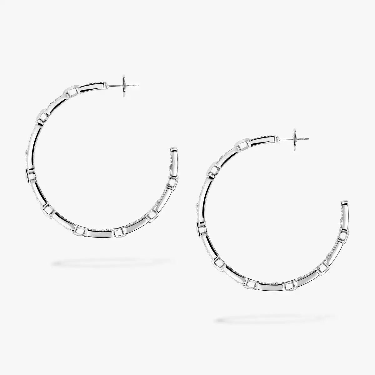 [Zalyn]MOVE LINK KINETIC DIAMOND HOOP EARRINGS