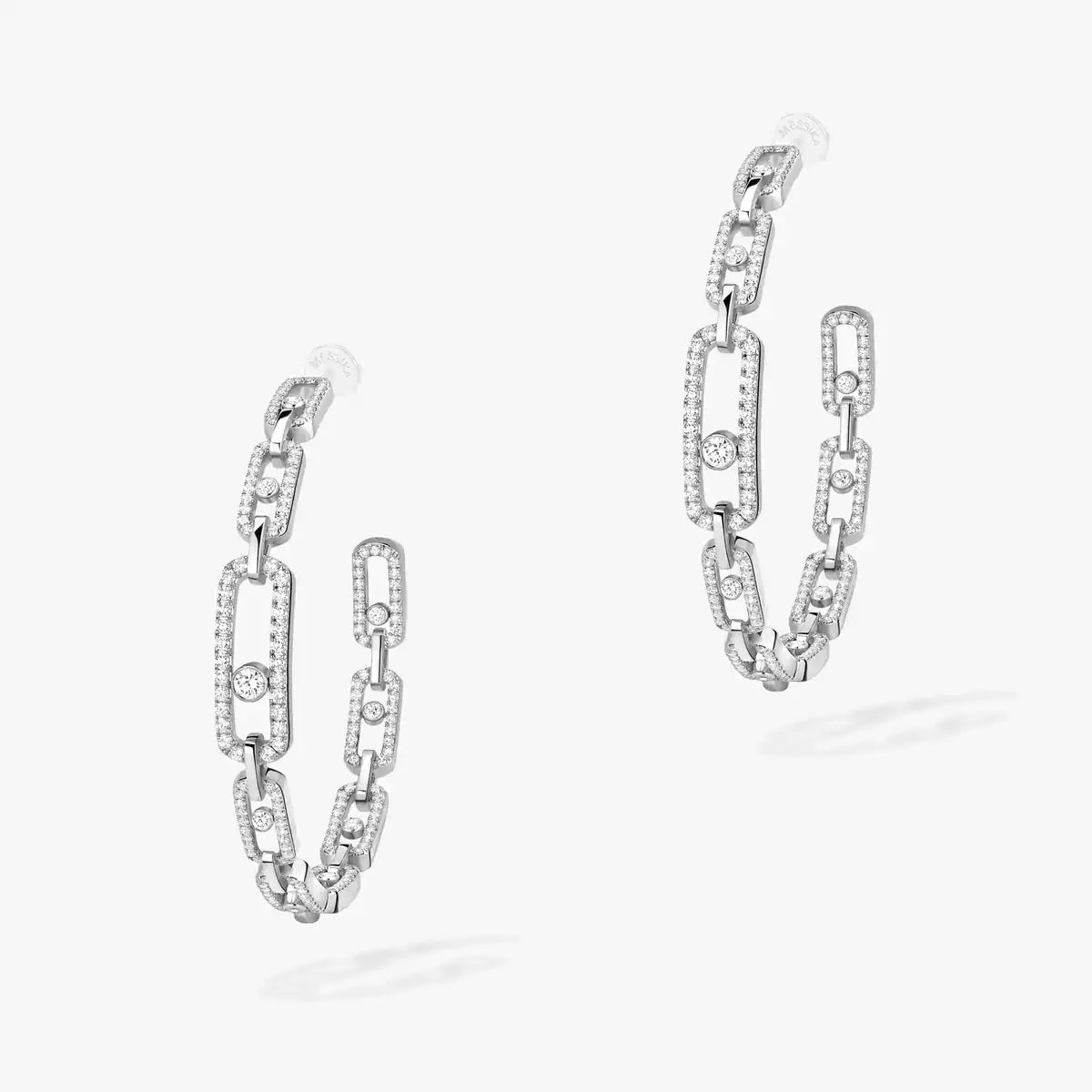 [Zalyn]MOVE LINK KINETIC DIAMOND HOOP EARRINGS