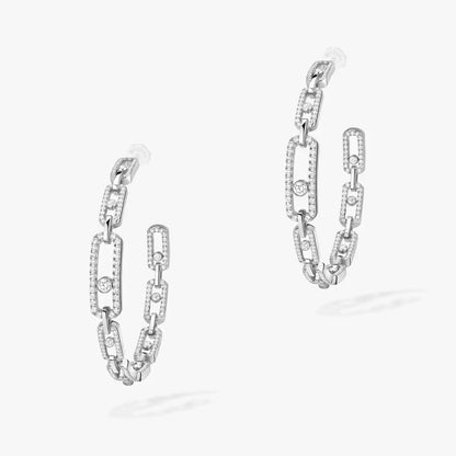 [Zalyn]MOVE LINK KINETIC DIAMOND HOOP EARRINGS