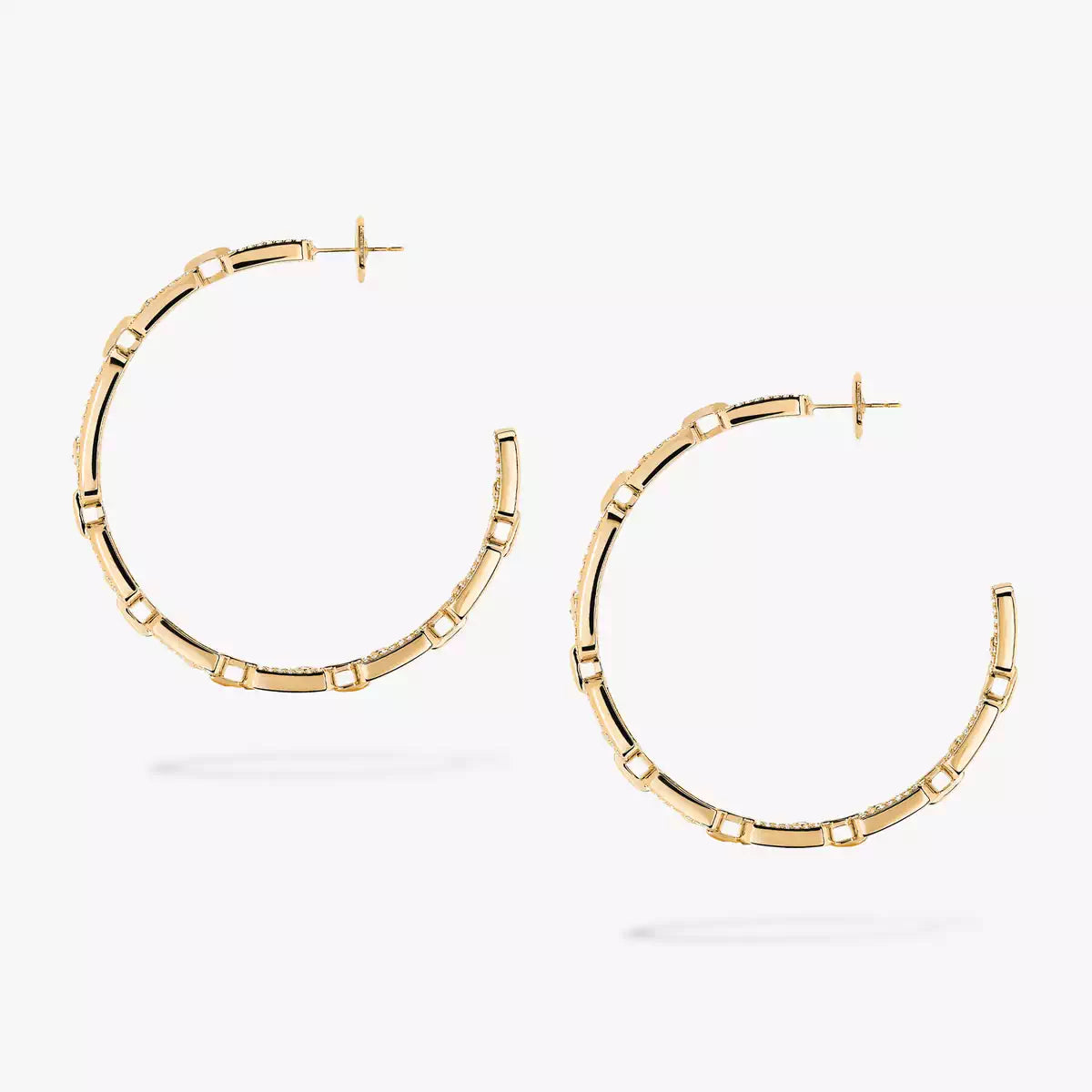 [Zalyn]MOVE LINK KINETIC DIAMOND HOOP EARRINGS