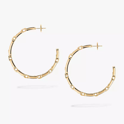 [Zalyn]MOVE LINK KINETIC DIAMOND HOOP EARRINGS