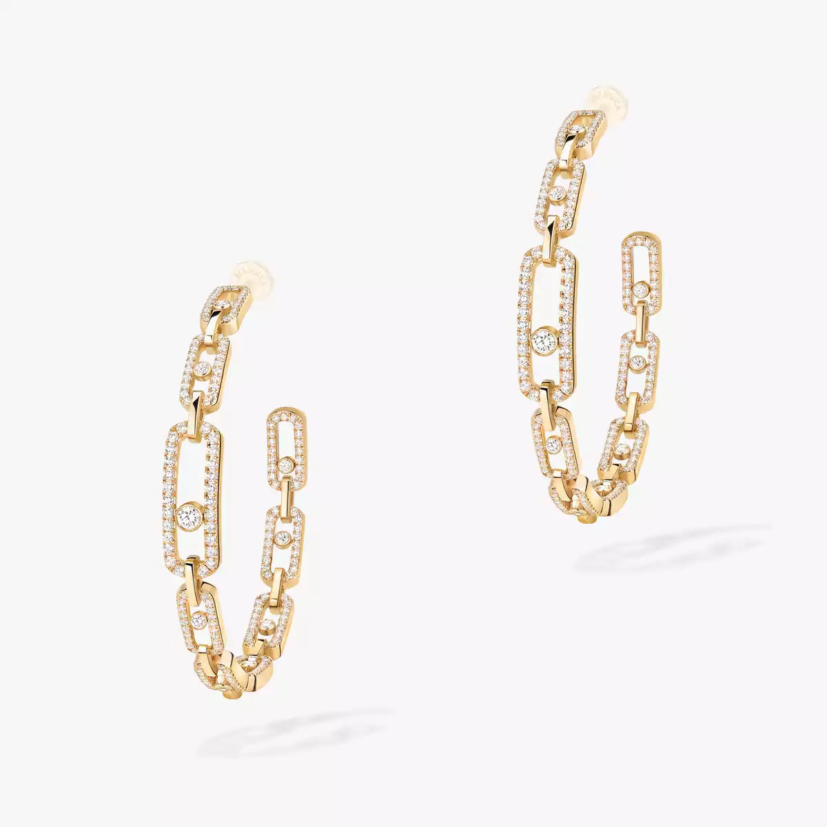 [Zalyn]MOVE LINK KINETIC DIAMOND HOOP EARRINGS