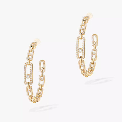[Zalyn]MOVE LINK KINETIC DIAMOND HOOP EARRINGS