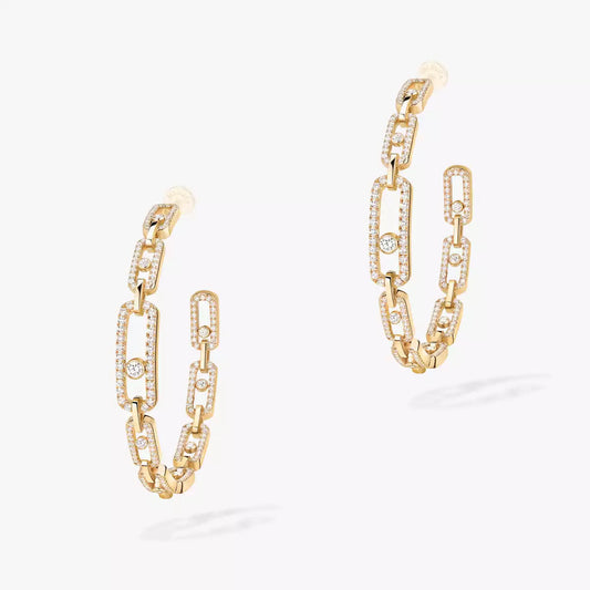 [Zalyn]MOVE LINK KINETIC DIAMOND HOOP EARRINGS