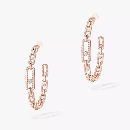 [Zalyn]MOVE LINK KINETIC DIAMOND HOOP EARRINGS