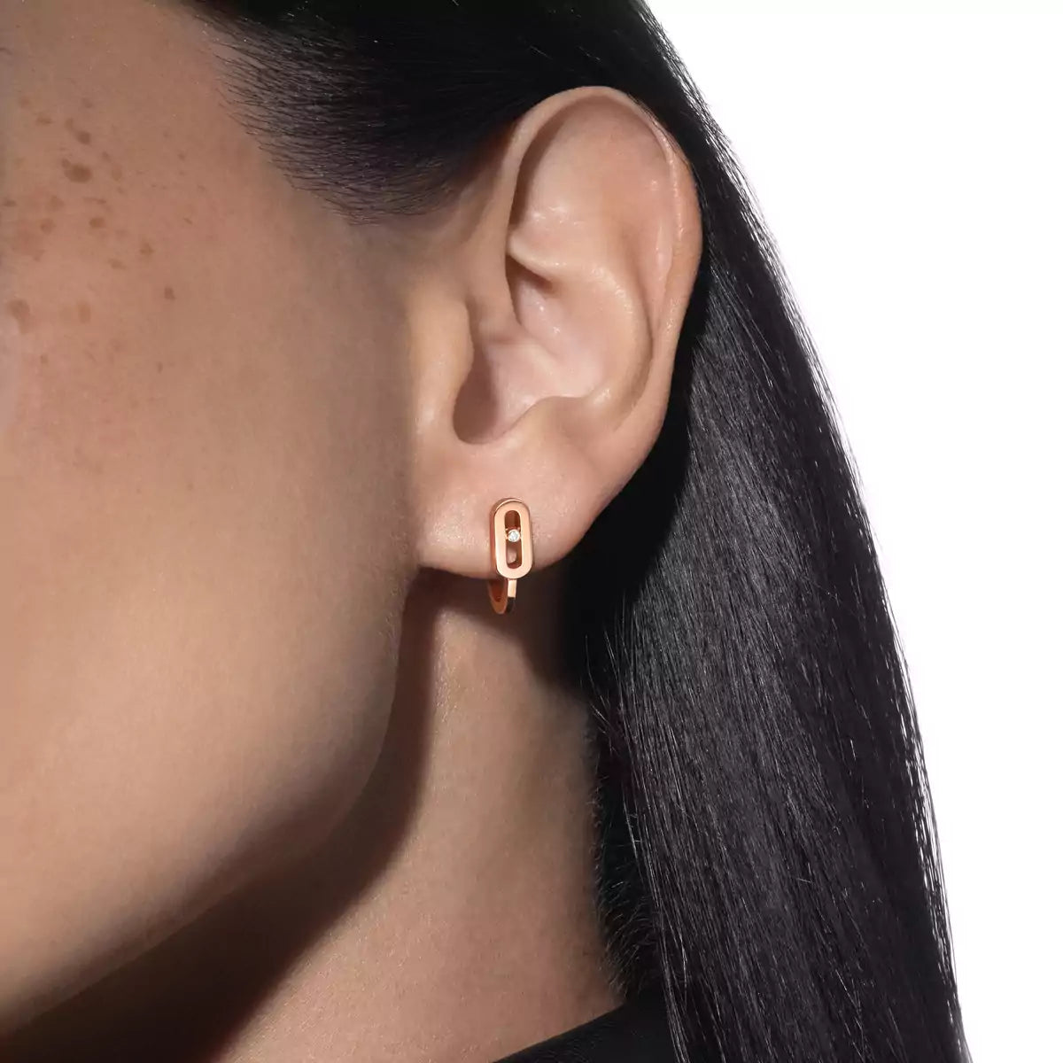 [Zalyn Jewelry]Diamond Mini Hoop Earrings Move Classique
