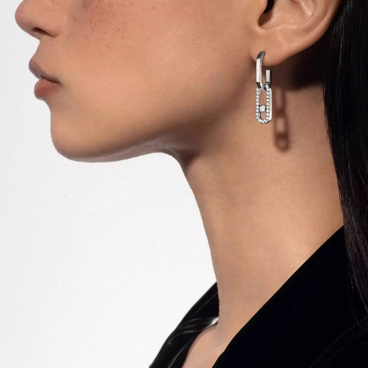 [Zalyn Jewelry]Move Link Diamond Earrings