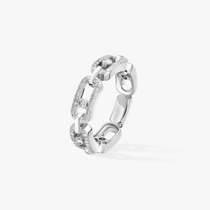 [Zalyn]MOVE LINK PAVÉ DIAMOND RING