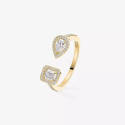 [Zalyn]OPEN SUGAR CUBE & TEARDROP PAVÉ DIAMOND RING