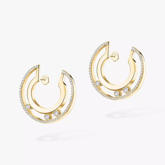 [Zalyn]MOVE ROMANE SMALL DIAMOND HOOP EARRINGS