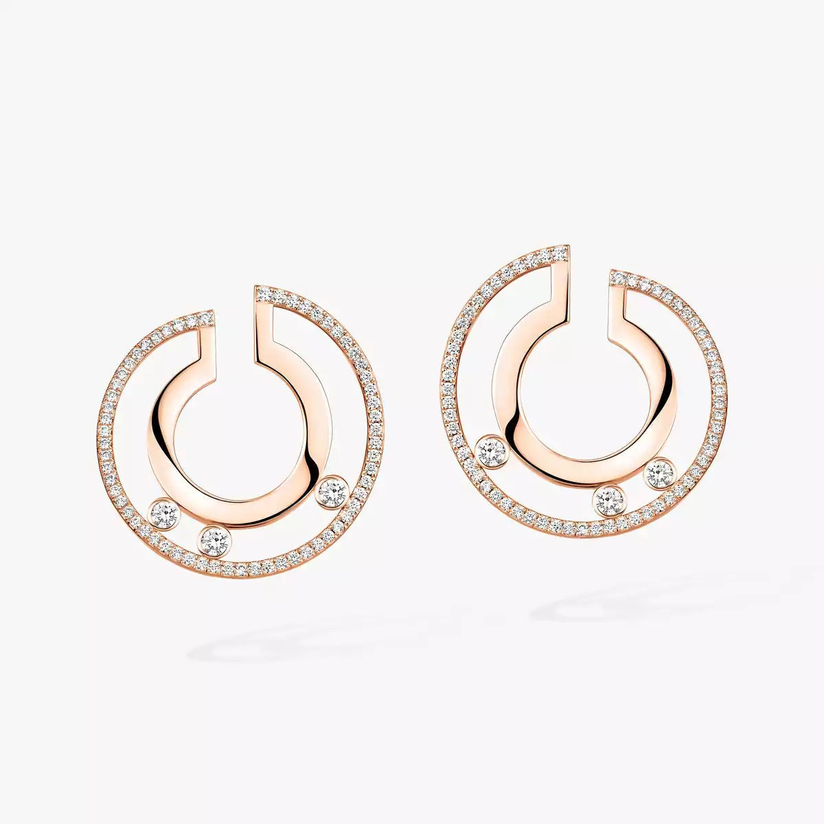 [Zalyn]MOVE ROMANE SMALL DIAMOND HOOP EARRINGS