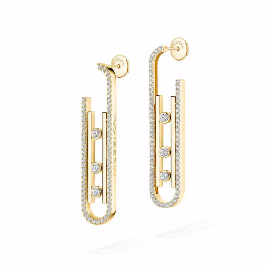 [Zalyn]MOVE KINETIC DIAMOND PENDANT EARRINGS
