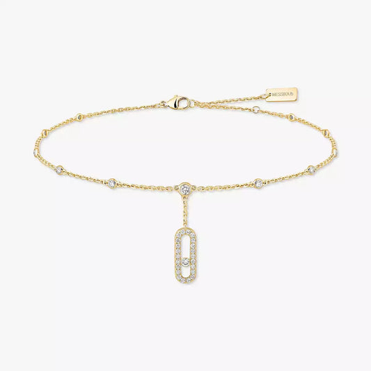[Zalyn]MOVE UNO PAVÉ DIAMOND ANKLE BRACELET