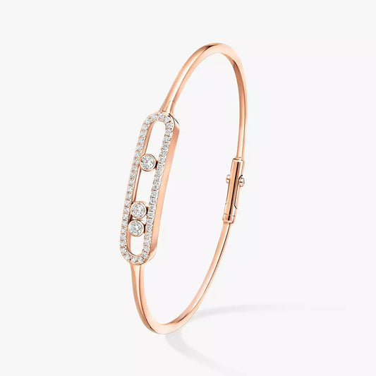 [Zalyn]MOVE PAVÉ DIAMOND BANGLE BRACELET M