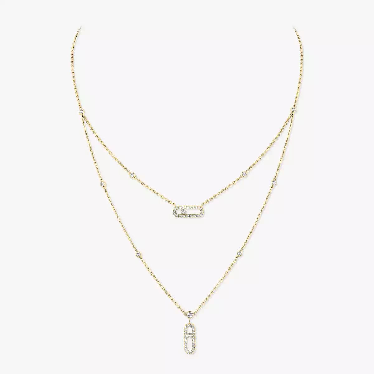 [Zalyn]MOVE UNO 2-ROW PAVÉ NECKLACE