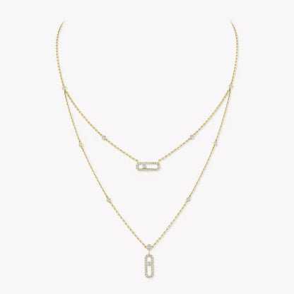 [Zalyn]MOVE UNO 2-ROW PAVÉ NECKLACE
