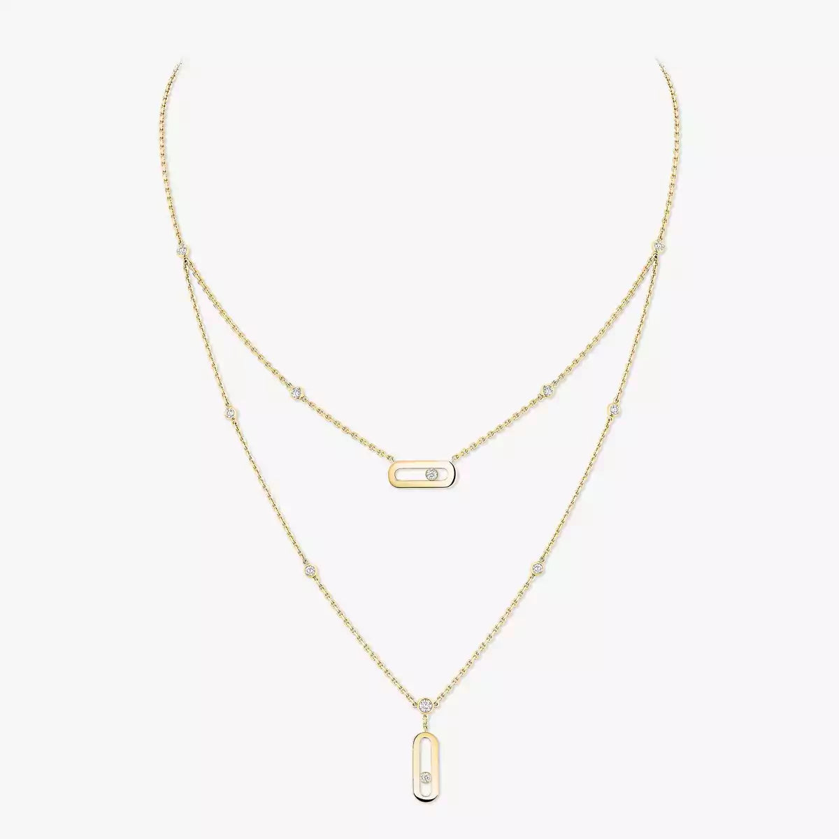 [Zalyn]MOVE UNO DOUBLE-PENDANT NECKLACE
