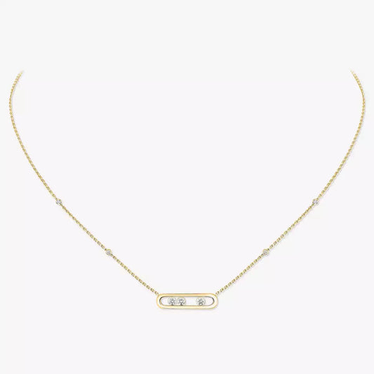 [Zalyn]MOVE PAVÉ PENDANT 4 MOVING DIAMONDS NECKLACE