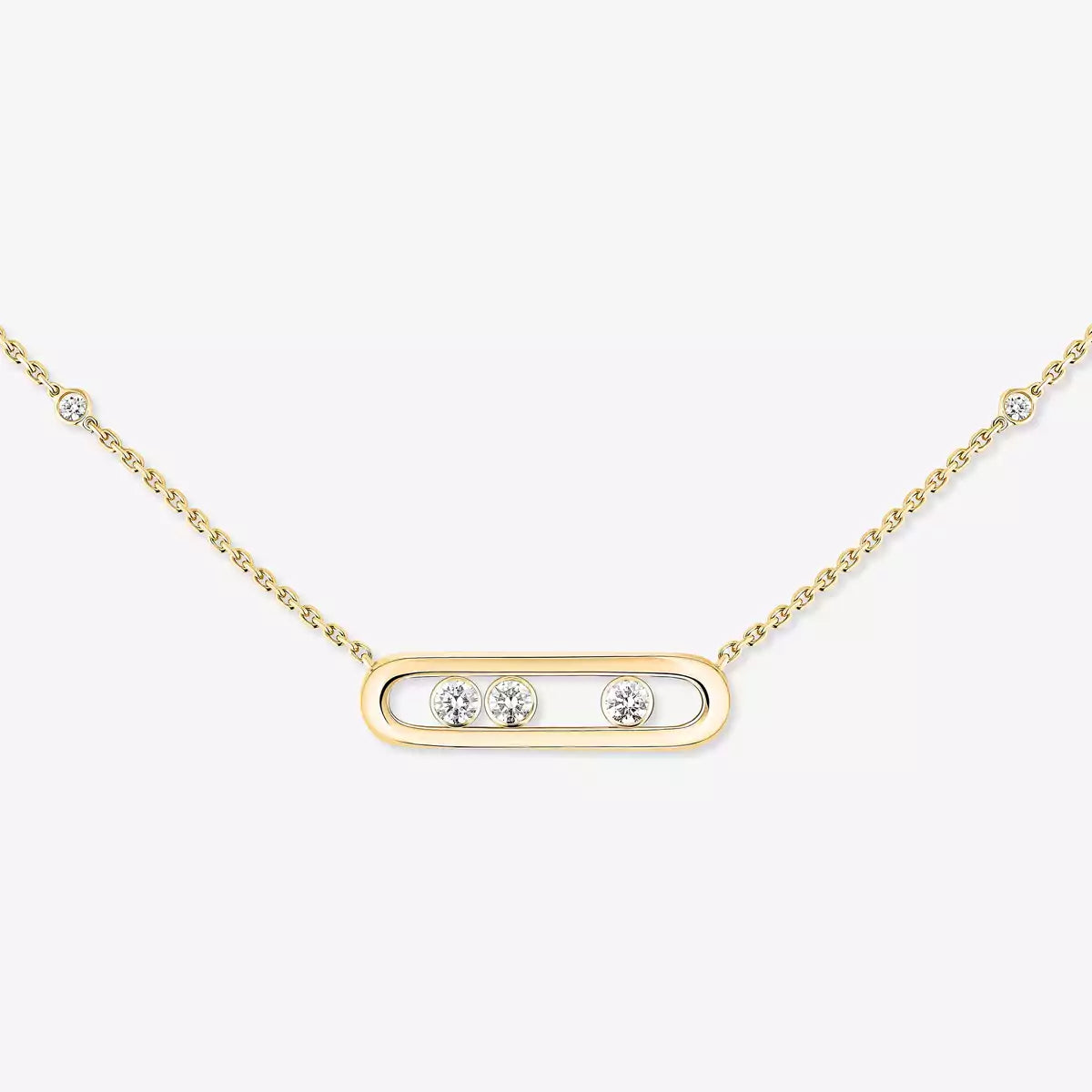 [Zalyn]MOVE PAVÉ PENDANT 4 MOVING DIAMONDS NECKLACE