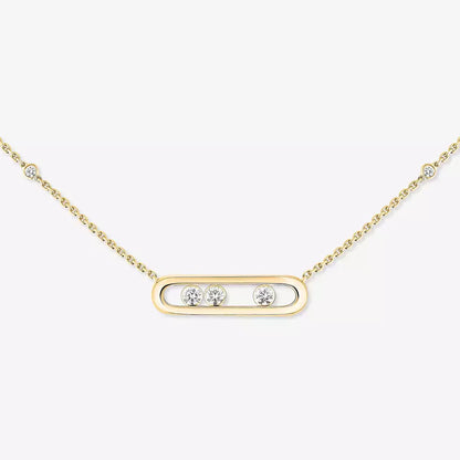 [Zalyn]MOVE PAVÉ PENDANT 4 MOVING DIAMONDS NECKLACE