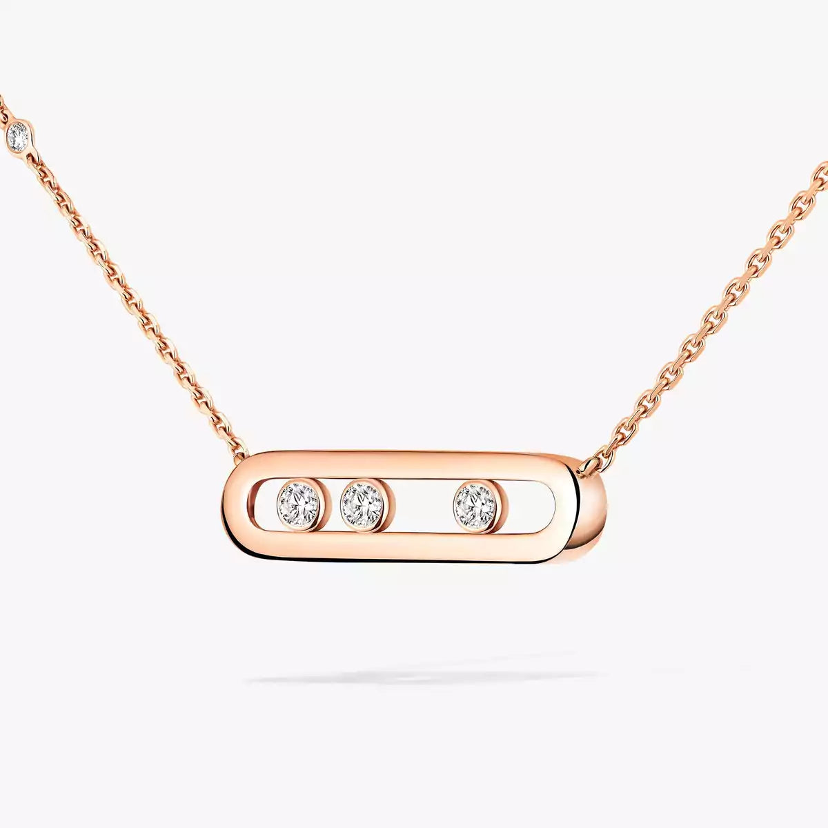[Zalyn]MOVE PAVÉ PENDANT 4 MOVING DIAMONDS NECKLACE