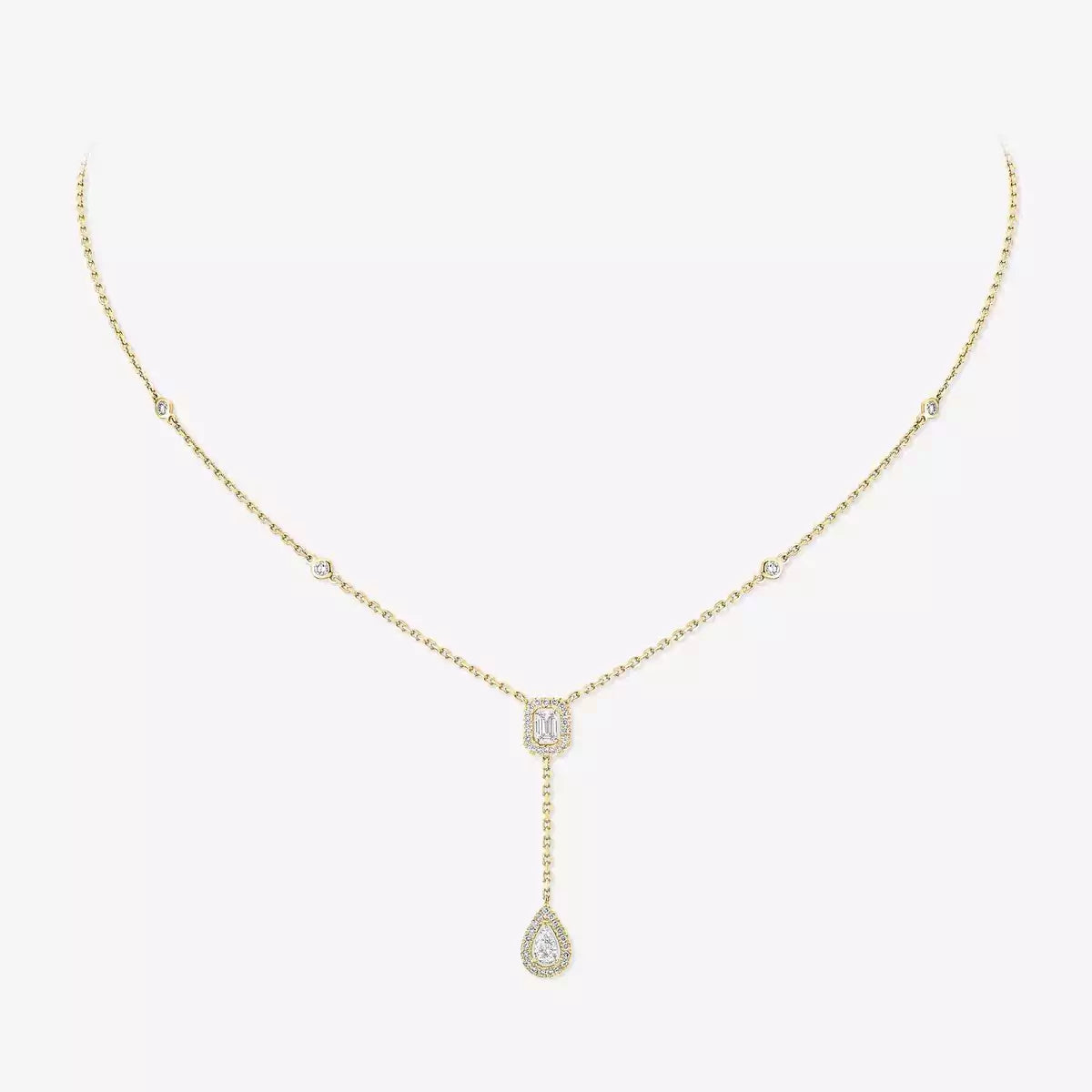 [Zalyn Jewelry]Gold Diamond Tie Necklace