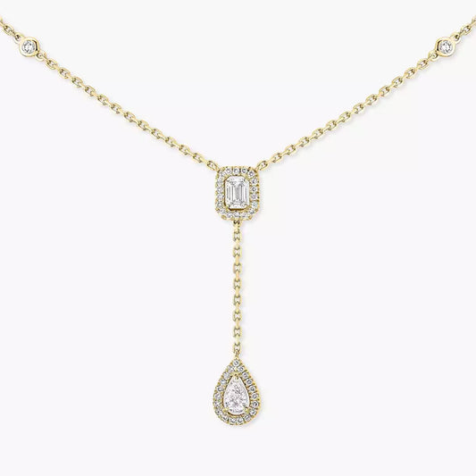 [Zalyn]SUGAR CUBE & TEARDROP FULL PAVÉ NECKLACE